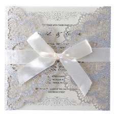 Wedding Card Invitation Laser-hollowed Design Glitter Paper